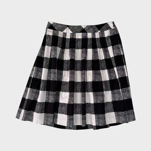 Talbots Size Zip12 A Line Skirt Black White Plaid Check Cotton Spandex